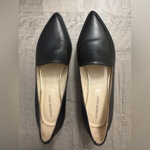Katherine Kelly Abigail Black Leather Block Heel Flats/Loafers Size 8